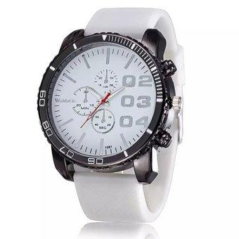 WOMAGE Men Quartz Silicone Band Big Large Dial Clock Sport Watch Men Wristwatches relogios white (Intl)  