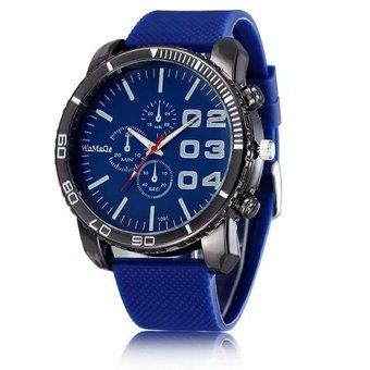 WOMAGE Men Quartz Silicone Band Big Large Dial Clock Sport Watch Men Wristwatches relogios blue (Intl)  