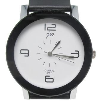 Watch Fashionable Stainless Steel Silicone Band Quartz Watch - JW045-1 - Black  