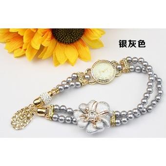 Watch Girl Fashion Stylis Pearl Bracelet Quartz Watch - White  