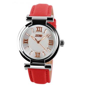 Water Resistant Women Ladies Wrist Watch Quartz Wristwatch Leather Strap Red  
