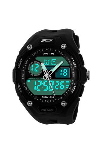Waterproof Alarm Date Sport Analog Digital LED Backlight Wrist Watch Black-White Jam Tangan  