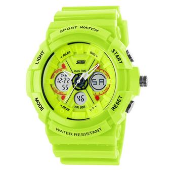 Waterproof Men Digital Light Sports Watch Water Resistant 50M Fashion Multifunction Vibrating Alarm Clock Electronic Watch Green (Intl)  