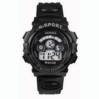 Waterproof Mens Boys Digital LED Quartz Alarm Date Sports Wrist Watch Black  
