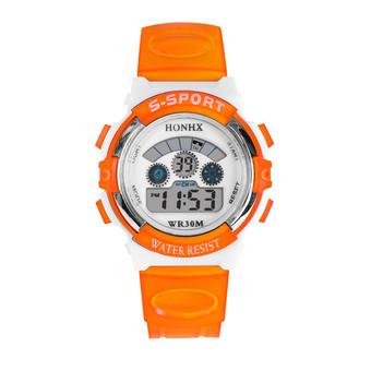 Waterproof Mens Boys LED Digital Quartz Alarm Date Sports Wrist Watch Orange (Intl)  