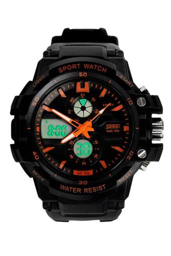 Waterproof Multi Function Military S-Shock LED Sports Watch Alarm Orange Jam Tangan  