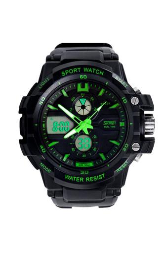 Waterproof Multi Function Military S-Shock LED Sports Watch Alarm Green Jam Tangan  