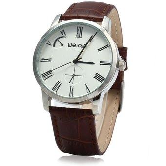 WeiQin 2609 Quartz Men Watch Leather Strap 5ATM Water Resistant COFFEE WHITE (Intl)  