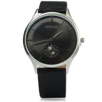 WeiQin 5074 Men Ultrathin Analog Quartz Watch Small Separated Second Dial Leather Strap (BLACK) (Intl)  