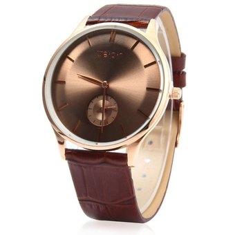 WeiQin 5074 Men Ultrathin Analog Quartz Watch Small Separated Second Dial Leather Strap (Intl)  