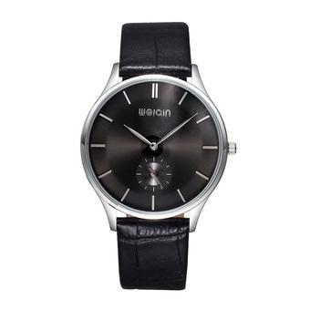WeiQin Men's Business Casual Watches Leather Strap Black Silver Black 507401  