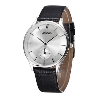 WeiQin Men's Business Casual Watches Leather Strap Black Silver White 507402  