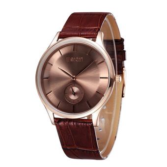 WeiQin Men's Business Casual Watches Leather Strap brown Gold brown 507404  