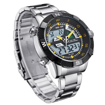 Weide Japan Quartz Stainless Strap Men LED Watch 30M Water Resistance WH1104 - Silver  