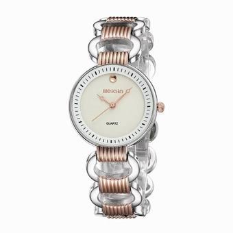 Weiqin Hollow Out Silver Rose Gold Strap Woman Watches Luxury Brand Fashion Analog Quartz Business Watch Women Relogios Feminino(White) (Intl)  