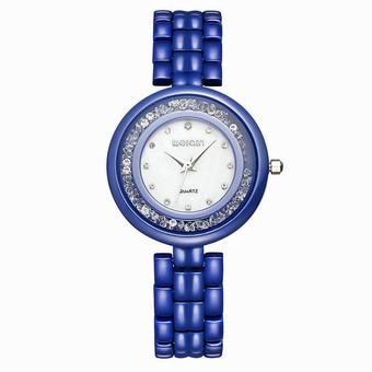 Weiqin Ultrathin Rhinestone Full Ceramic Watches Women Luxury Brand Hardlex Shell Dial Lady Fashion Watch Butterfly Buckle Clasp(Blue) (Intl)  
