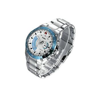 White Color Mens Wristwatch Stainless Steel Watch Band Men's Luxury Business Watches with Blue Case - Intl  