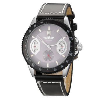 Winner F1 Calendar Design Auto Mechanical Watch Leather Band Black Dial - Intl  