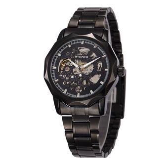 Winner Stainless Steel Skeleton Wind-up Mechanical Watch 5Ap713-6PQ (Black)  