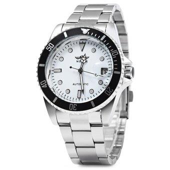 Winner W016 - 1 Automatic Mechanical Movement Men Watch Stainless Steel Band Date Display (WHITE) - Intl  