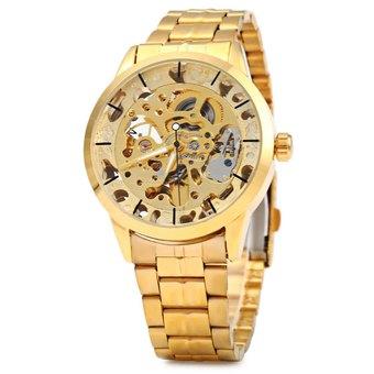 Winner W034 Automatic Mechanical Movement Hollow Out Men Watch Stainless Steel Band (Gold ) - Intl  