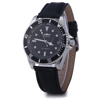 Winner W098 Men Mechanical Watch Analog Leather Strap Date Display (BLACK) - Intl  