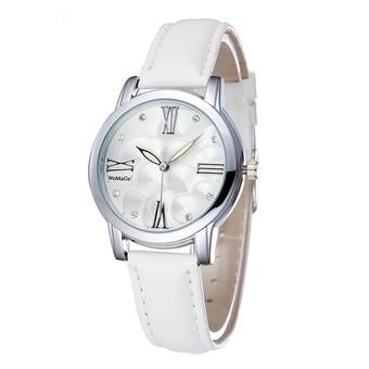 WoMaGe 2164A Business Genuine Leather Waterproof Quartz Watch (White) (Intl)  