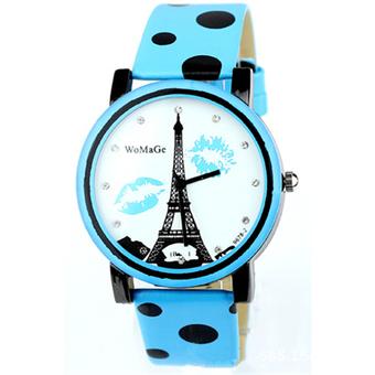 WoMaGe 9678 Sport Leather Waterproof Quartz Watch (Blue) (Intl)  