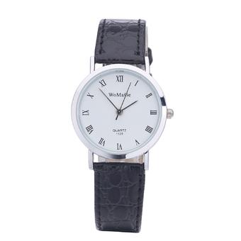 WoMaGe Fashionable Womens Analog With Roman Numeral Scale Quartz Wrist Watch(Black belt white surface)  