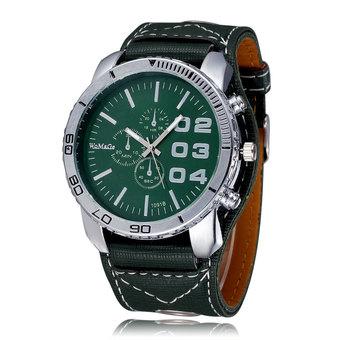 WoMaGe Men New Fashion Casual Sports Watches Luminous pointer watch Leather Straps metal medium dial Wristwatches-Green Green  