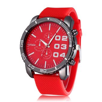 WoMaGe Men's Sports Fashion Watches Silicone Strap Red Red 222801  