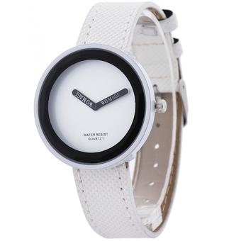 Womage Fashion Business Women Weaving Leather Alloy Quartz Watch White 025(White) (Intl)  