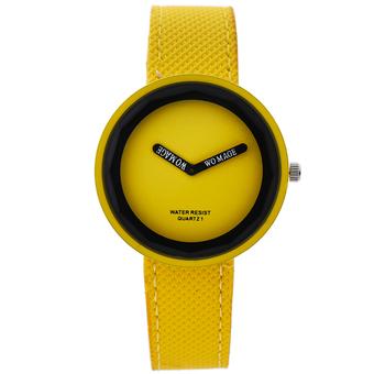 Womage Fashion Business Women Weaving Leather Alloy Quartz Watch Yellow 025(Yellow ) (Intl)  
