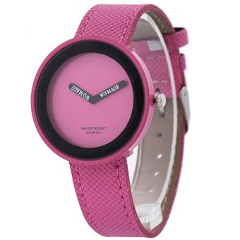 Womage Fashion Business Women Weaving Leather Alloy Quartz Watch Pink 025(Pink) (Intl)  