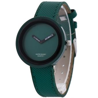 Womage Fashion Business Women Weaving Leather Alloy Quartz Watch Dark Green(Green) (Intl)  