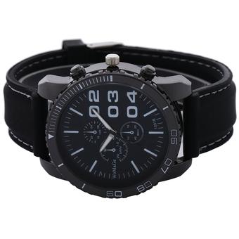 Womage Fashion Casual Men Big Dial Silicone Alloy Quartz Movement Watch (Black and White) (Intl)  