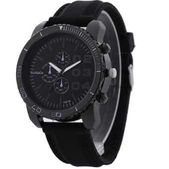 Womage Fashion Casual Men Big Dial Silicone Alloy Quartz Movement Watch (Coffee and Black) (Intl)  
