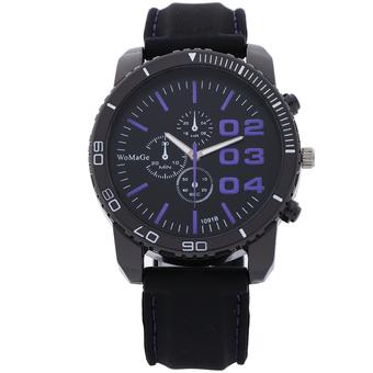 Womage Fashion Casual Men Big Dial Silicone Alloy Quartz Movement Watch (Black and Purple ) (Intl)  
