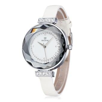 Women Luxury Big Round Dial Gold Watch (White)  