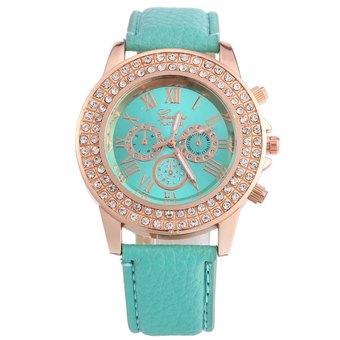Women Watch with Artificial Diamond Dial Decorative Sub-dials Quartz Wristwatch (GREEN) - Intl  