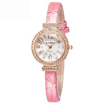 Women Watches Leather Watchband Quartz Watch 5206- Pink(INTL)  