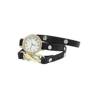 Women's Black Leather Strap Watch 60BL016 - Intl  