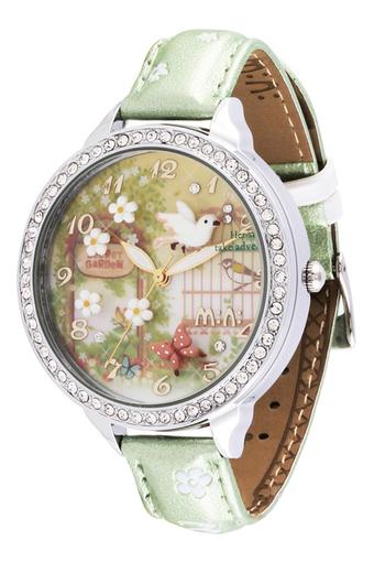 Women's Green Leather Strap Garden Theme Wrist Watch UF-MN028 - Intl  