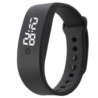 Womens Mens Rubber LED Watch Date Sports Bracelet Digital Wrist Watch Black (Intl)  