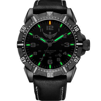 YELANG V1003 Men's Tritium Gas Green Luminous Waterproof Genuine Leather Strap Sports Military Diving Watch (Intl)  