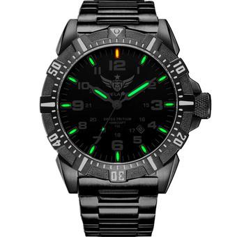 YELANG V1003 mens tritium gas green luminous waterproof steel strap sports military diving watch (Intl)  