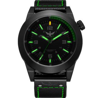 YELANG V1009.3 Green Hand Tritium Gas Green Luminous Leather Strap Waterproof Sapphire Mirror Single Calendars Casual Sports Watch (Intl)  