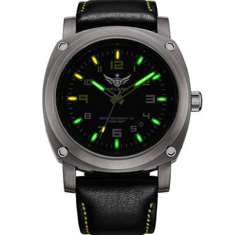 YELANG v3.1.3 Tritium Gas Luminous Sapphire Glass Leather Strap 100m Waterproof Titanium Alloy Sport Wristwatch (Intl)  