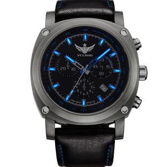 YELANG v3.2.2 Tritium Gas Luminous Sapphire Glass Leather Strap 100m Waterproof Titanium Alloy Sport Wristwatch (Intl)  