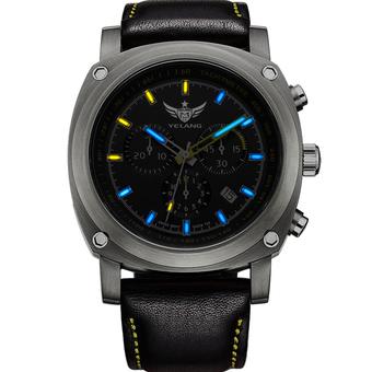 YELANG v3.2.3 Tritium Gas Luminous Sapphire Glass Leather Strap 100m Waterproof Titanium Alloy Sport Wristwatch (Intl)  